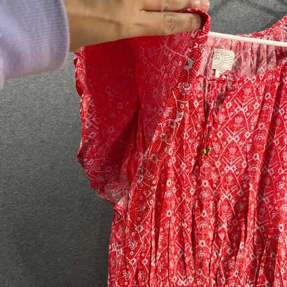 Destination 365 Regular Printed Short-Sleeve Midi Dress Red Abstract Size 1X - Picture 11 of 15